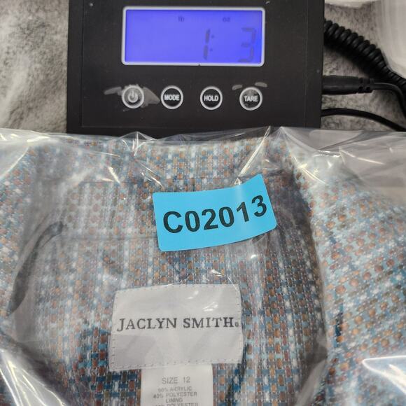 Vintage Jaclyn Smith Jacket Womens 12 Blue Tan Brown Tweed Blazer Pockets Preppy - Picture 12 of 12